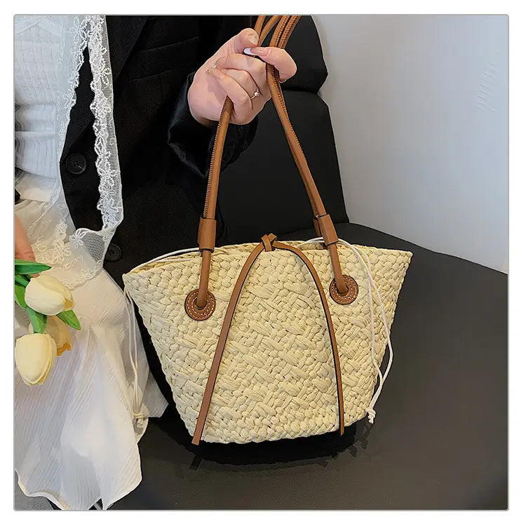 Straw woven bag for women large capacity single shoulder tote bag
