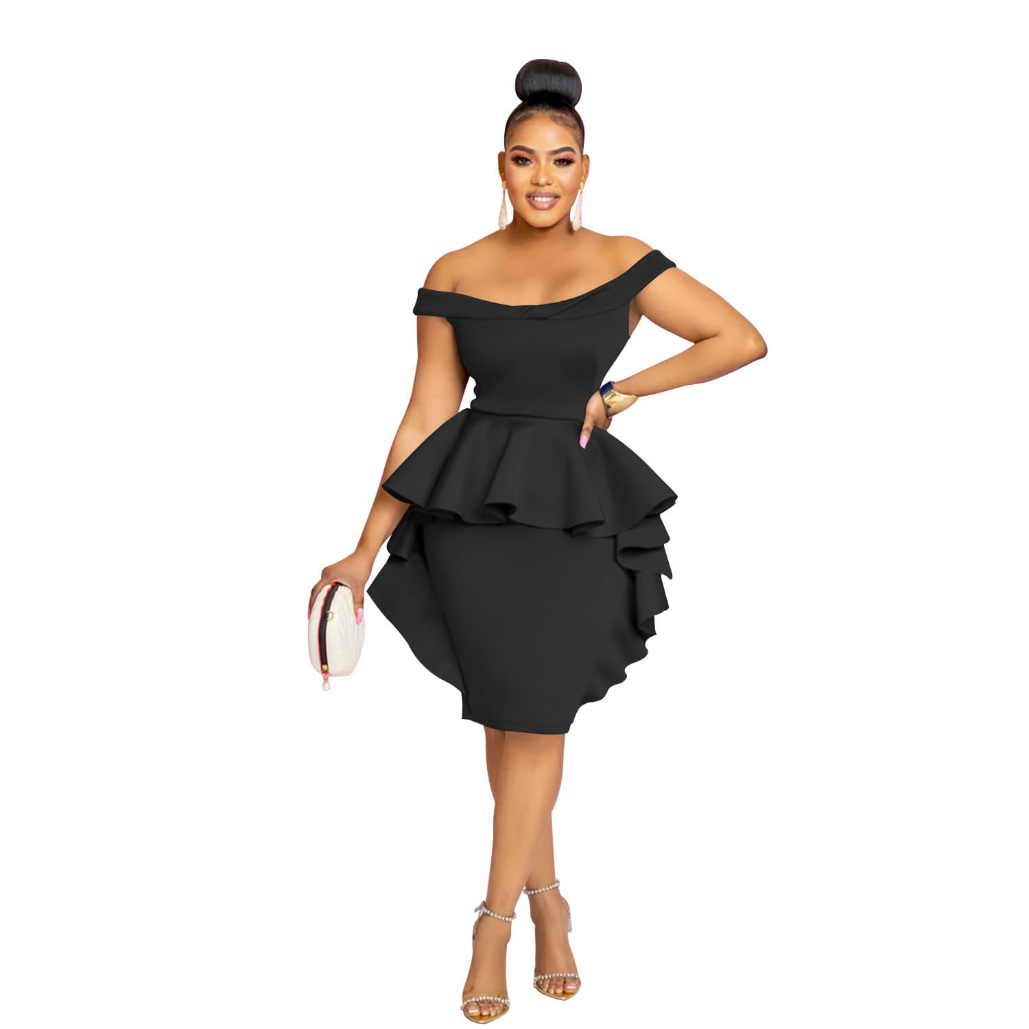 Fashion women’s solid color sleeveless ruffle hem mini dress