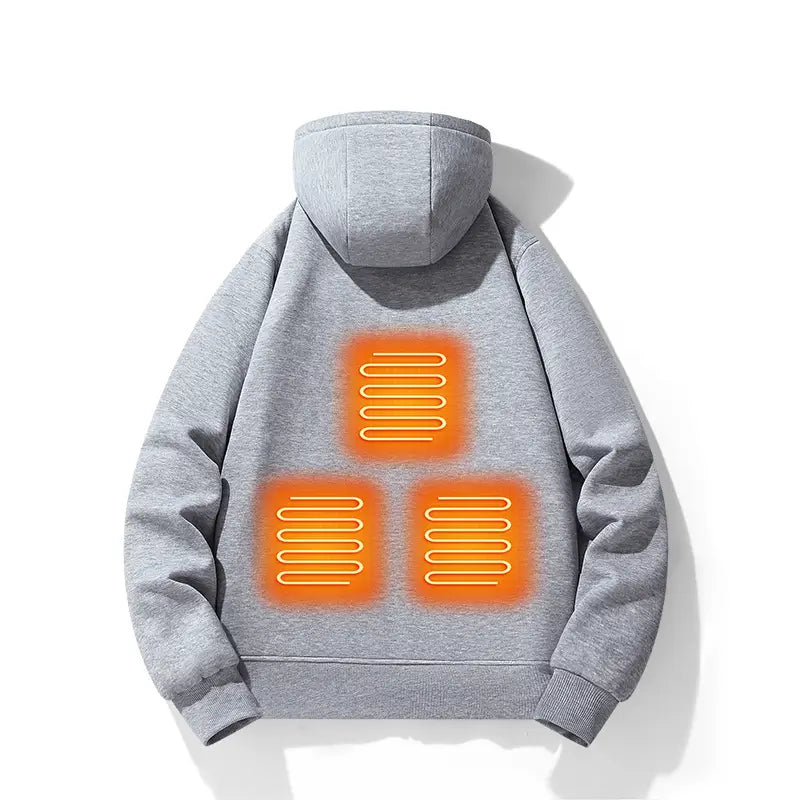 European and american zipper cardigan heating hoodie intelligent hooded five zone heating jacket outdoor warm electric