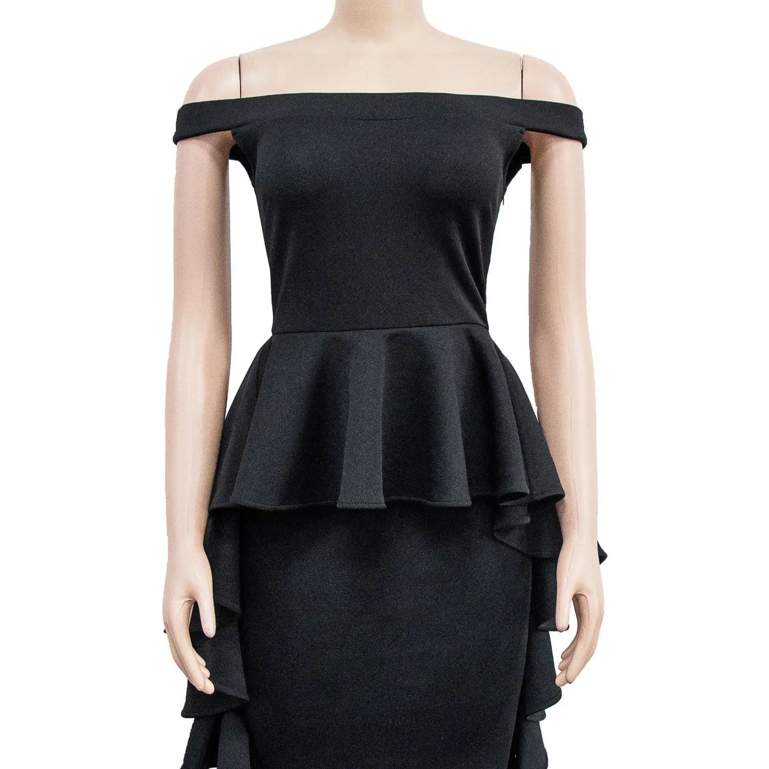 Fashion women’s solid color sleeveless ruffle hem mini dress
