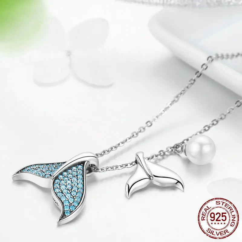 925 mermaid tears zircon bead silver necklace for women