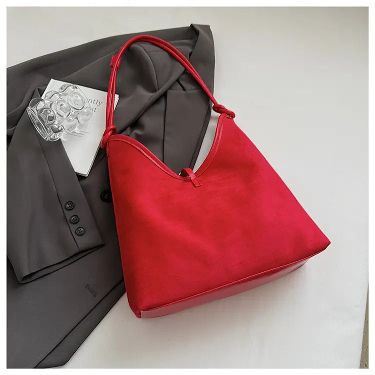 Matte retro women’s large capacity shoulder bag casual everyday tote with premium texture