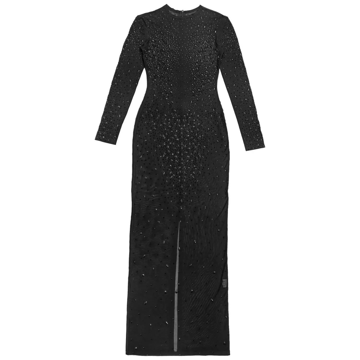 Sexy Sheer Mesh Rhinestone Bodycon Dress