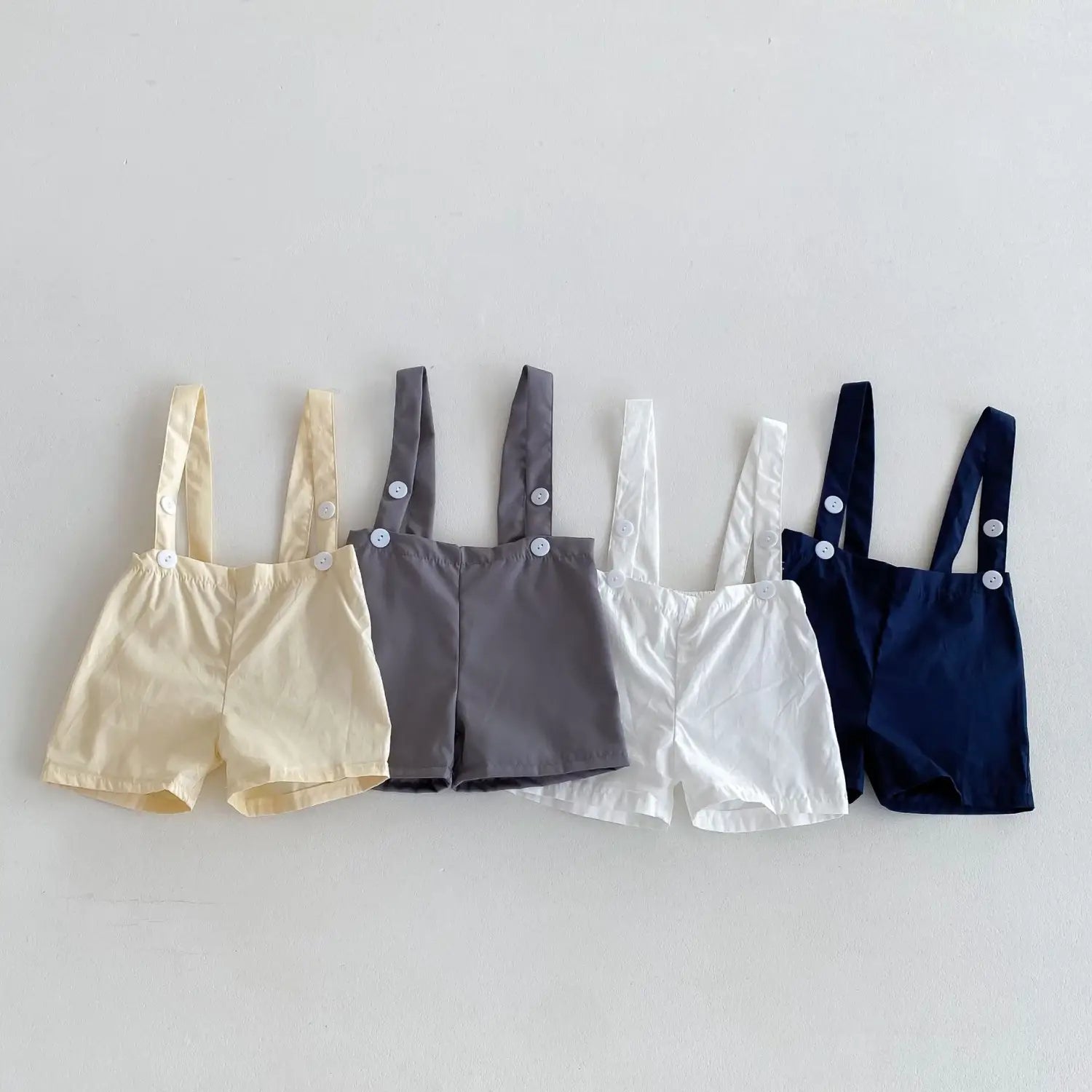 Summer baby hoodie tie suspender shorts two-piece set for gentlemen’s one month and one year old dress suspender pants