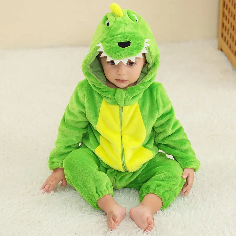 New children’s flannel crawling clothes baby jumpsuit baby pajamas cross-border dinosaur jumpsuit