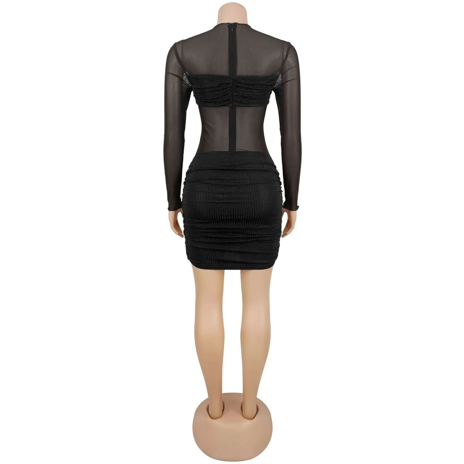 Fashion women’s sexy sheer mesh rhinestone dress mini skirt