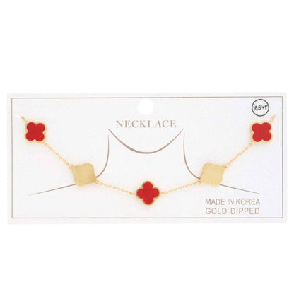 Clover Charm Station Gold Dipped Necklace