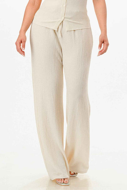 Textured Polo Top And Pants Set