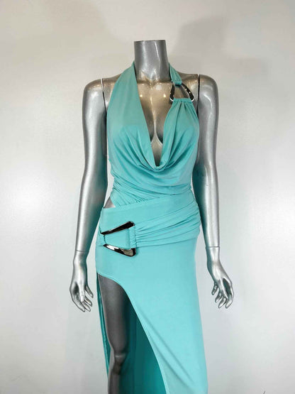 Body Suit Skirt Set Halter Neck Tie