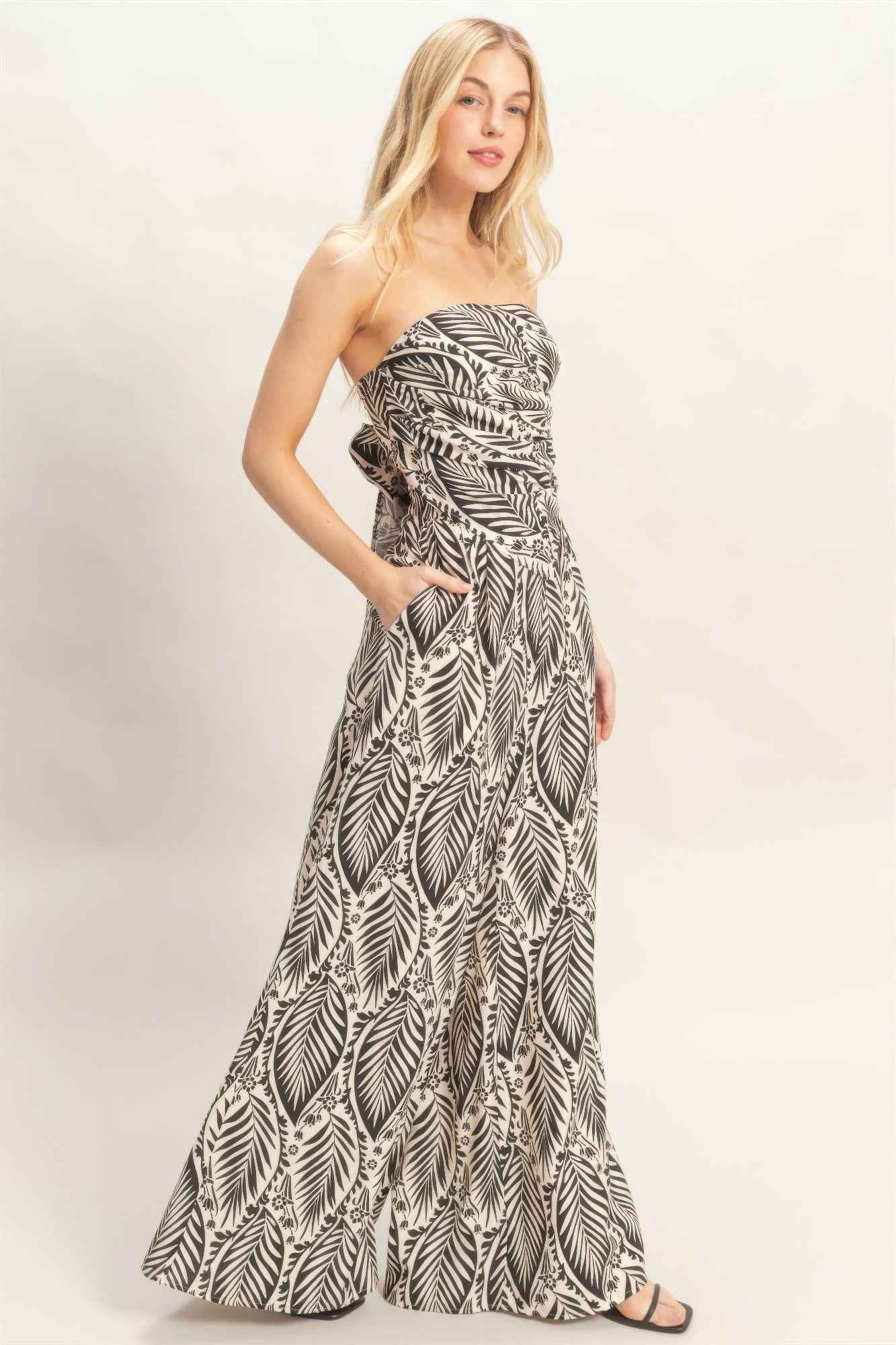 Strapless Top & Pant Print Set