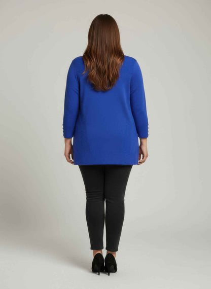 Mocha Button Cuff Ribbed Knit Tunic Top