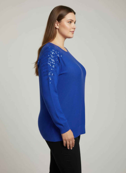 Sequin Shoulder Knit Tunic Top