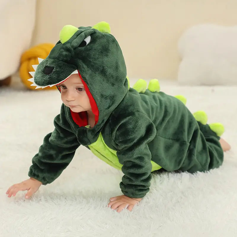 New children’s flannel crawling clothes baby jumpsuit baby pajamas cross-border dinosaur jumpsuit