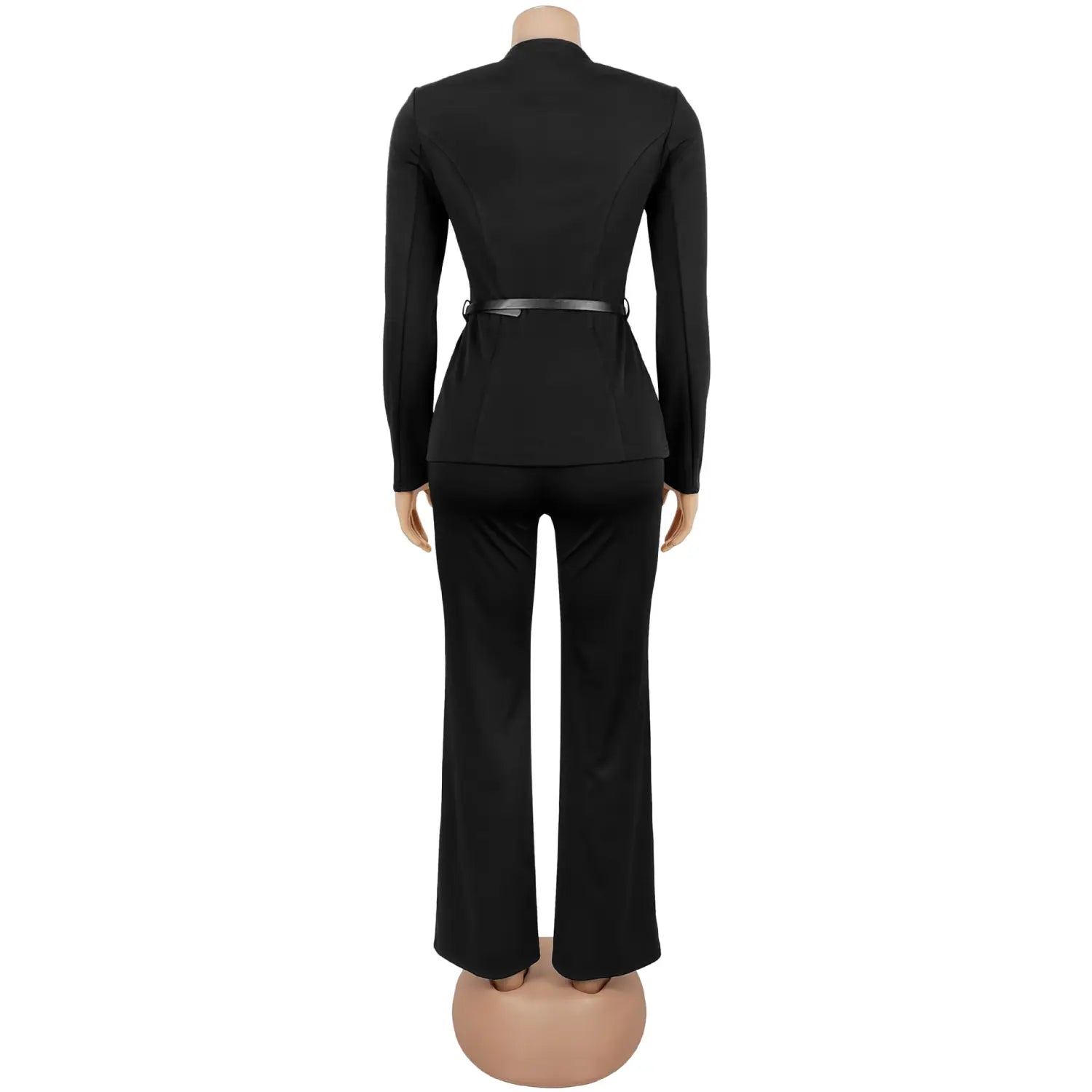 Fashionable women’s slimming belted top and pants set
