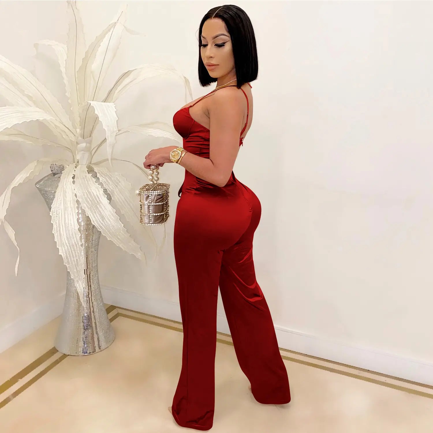 Fashionsexy jumpsuit straight leg pants casual elegant commute