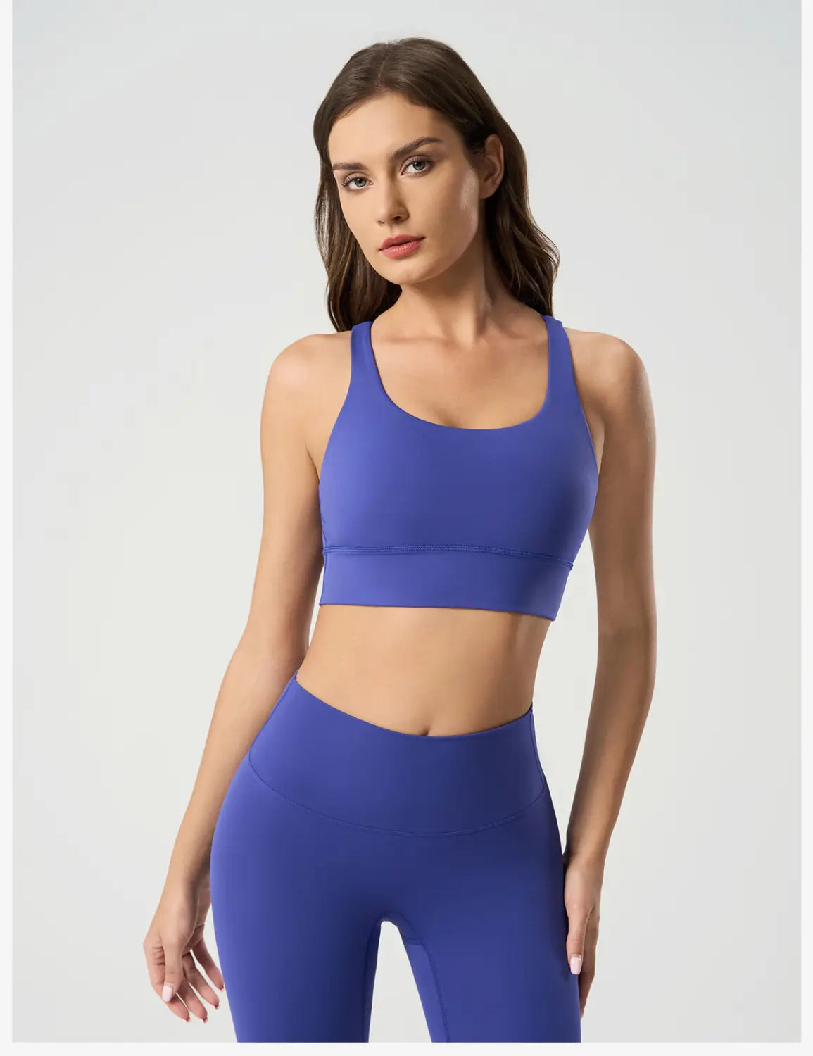 Cross back yoga bra brushed bare high-strength shock-absorbing gathering sports vest for women