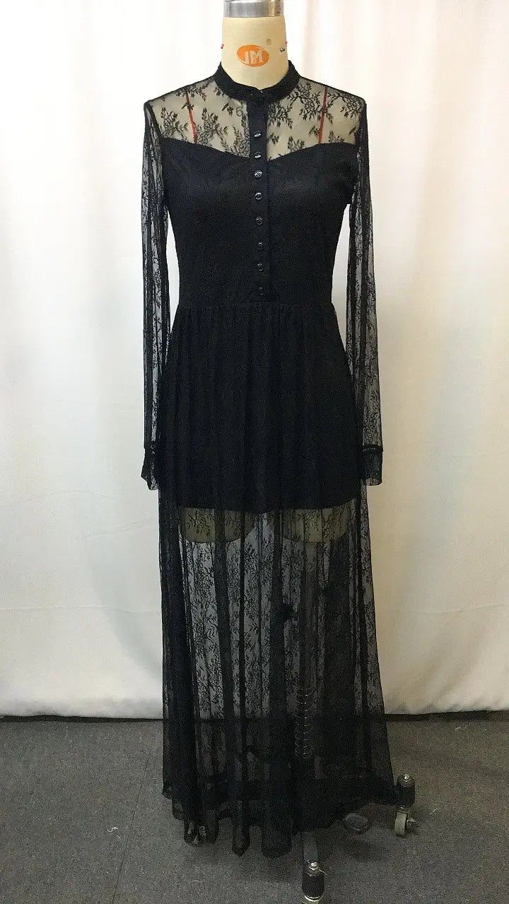 Sleeve Dress, Cottage Style Vintage Lace Maxi Dress