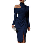 Elegant Casual Knit Hollow-Out Slit Dress