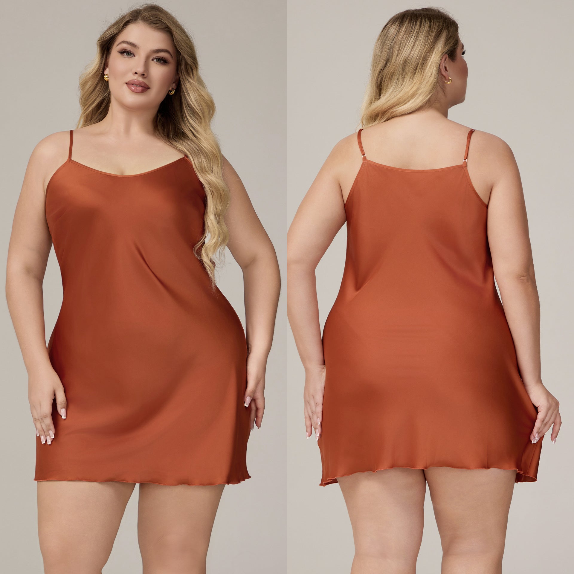 Elegant Satin Chiffon Sleepwear for Women, Summer Strap Sexy Nightdress, Simple Home Wear