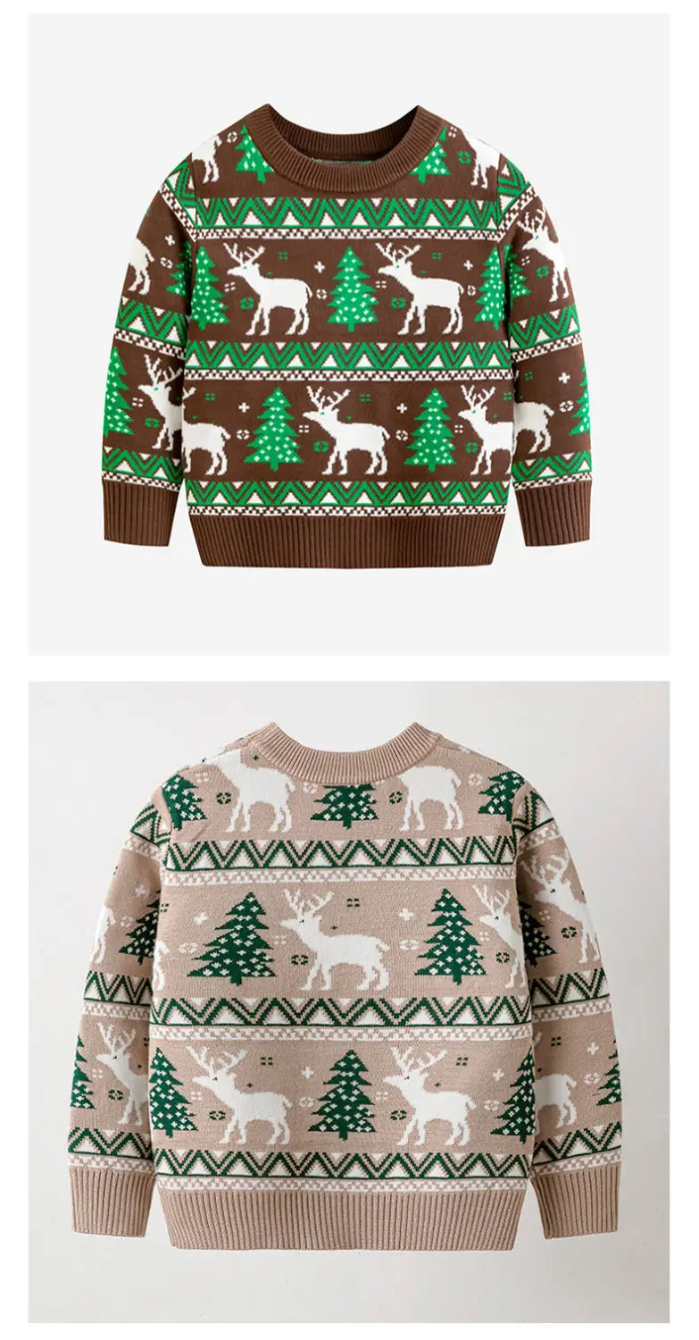 Christmas reindeer children’s pullover knitted sweater children’s clothing