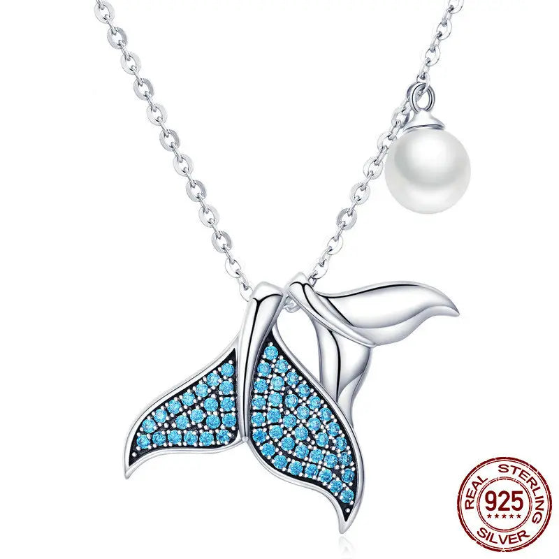 925 mermaid tears zircon bead silver necklace for women
