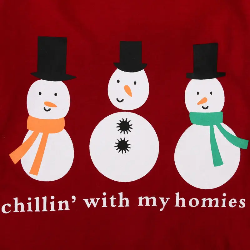 Daughter’s spring/autumn christmas collection long sleeve snowman two piece home clothes children’s set