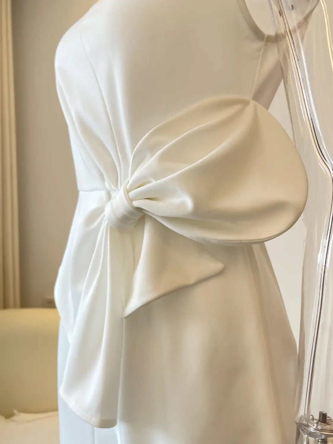 Elegant butterfly knot dressshort sleeveone shoulder design a-line silhouettewomen’s dress