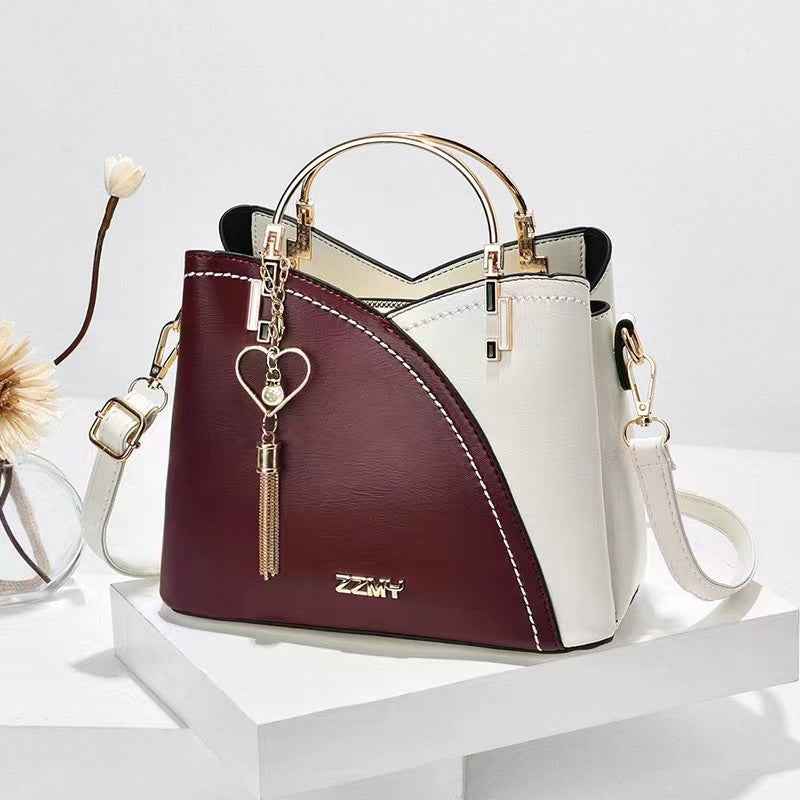 Color-blocked  large-capacity shoulder bag with high-quality crossbody design