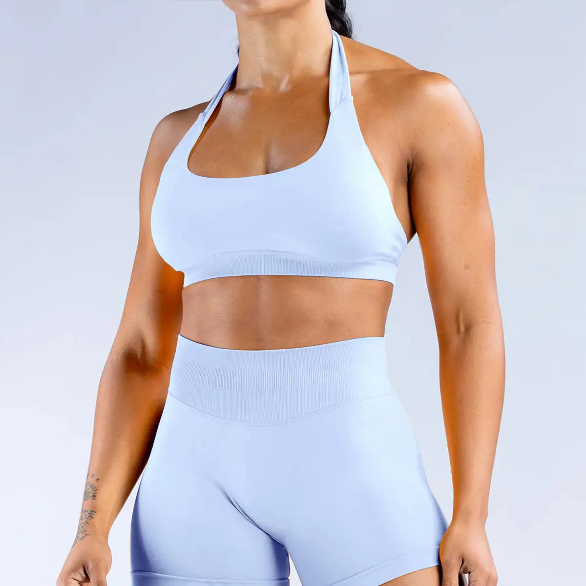 Flex & flow: backless shock-absorbing yoga bra set
