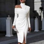 Elegant Casual Knit Hollow-Out Slit Dress