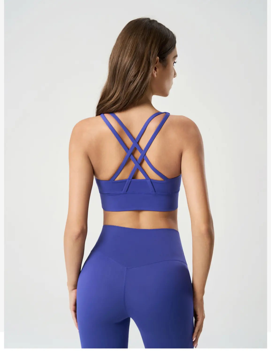 Cross back yoga bra brushed bare high-strength shock-absorbing gathering sports vest for women