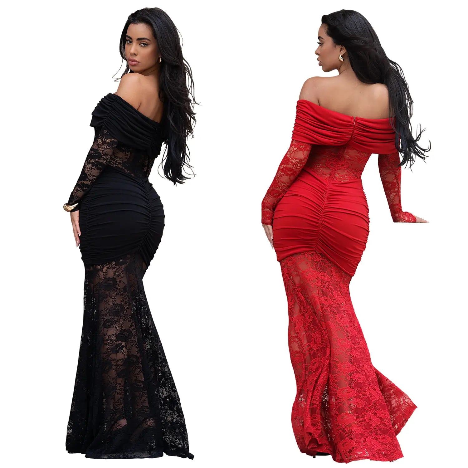 Fashion Women's Sexy One-Shoulder Lace Bodycon Dress