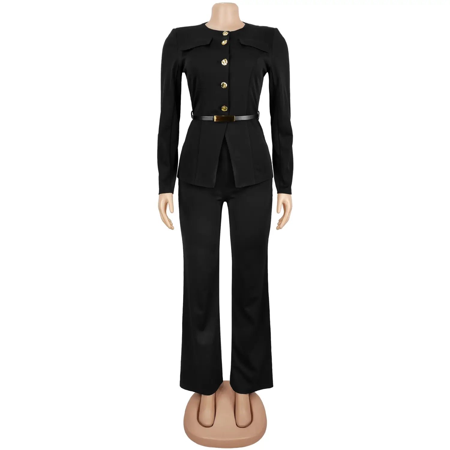 Fashionable women’s slimming belted top and pants set
