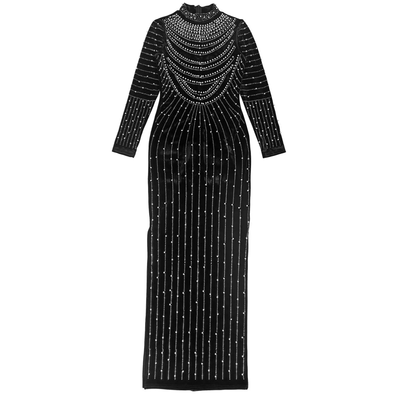 Elegant velvet embellished long sleeve dress for women fashion style casual occasion