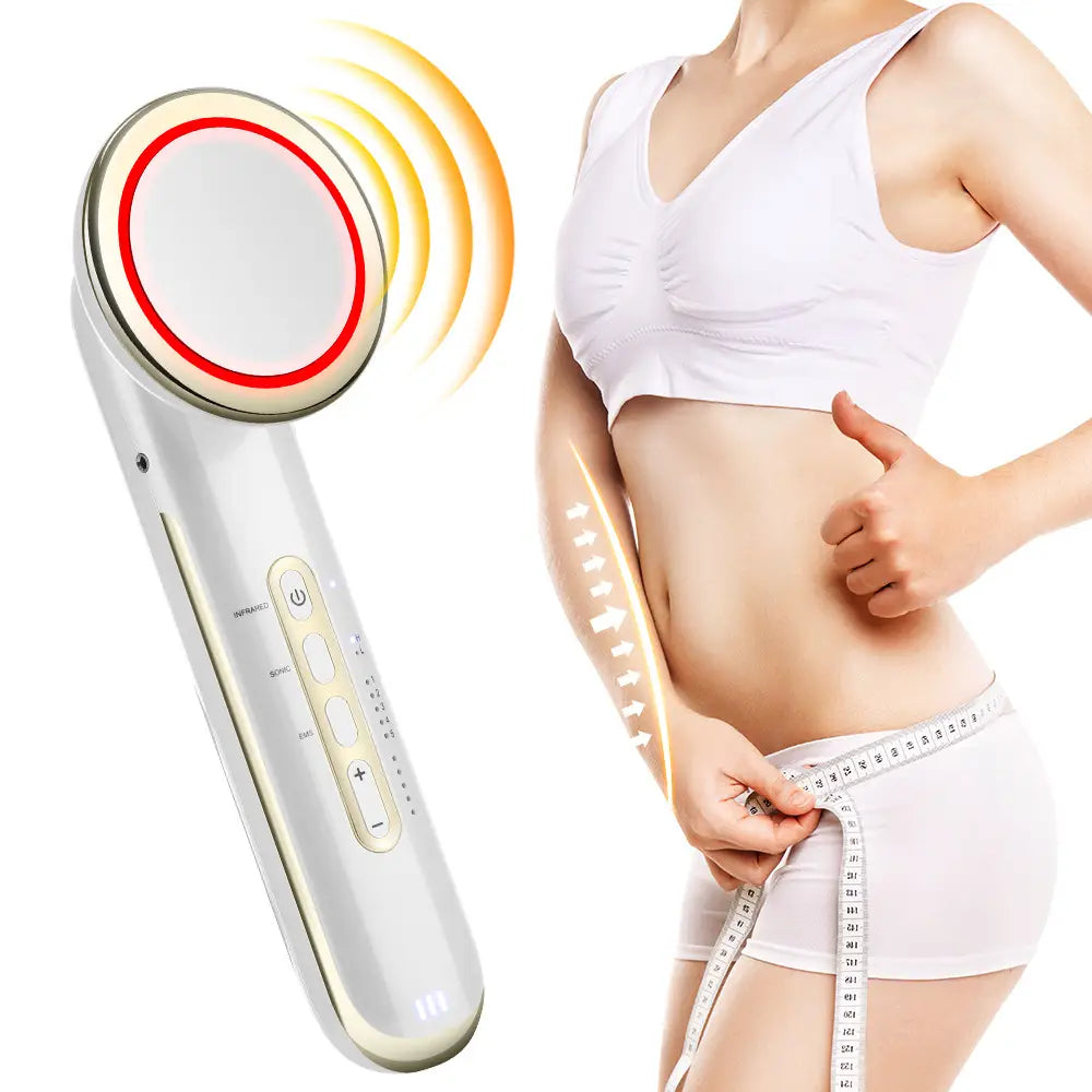 Ems body sculpting device with 5 modes rechargeable far infrared & ultrasonic fat burning slimming beauty instrument