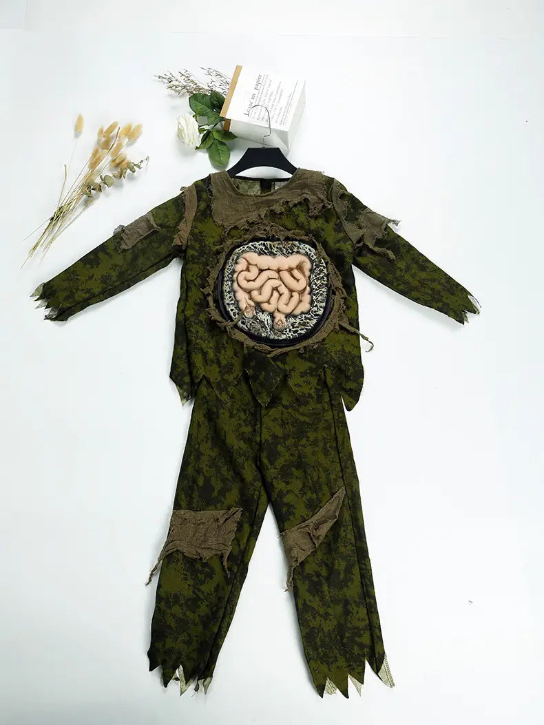 Halloween costume kids cosplay boy swamp monster outfit scary mask intestine costume