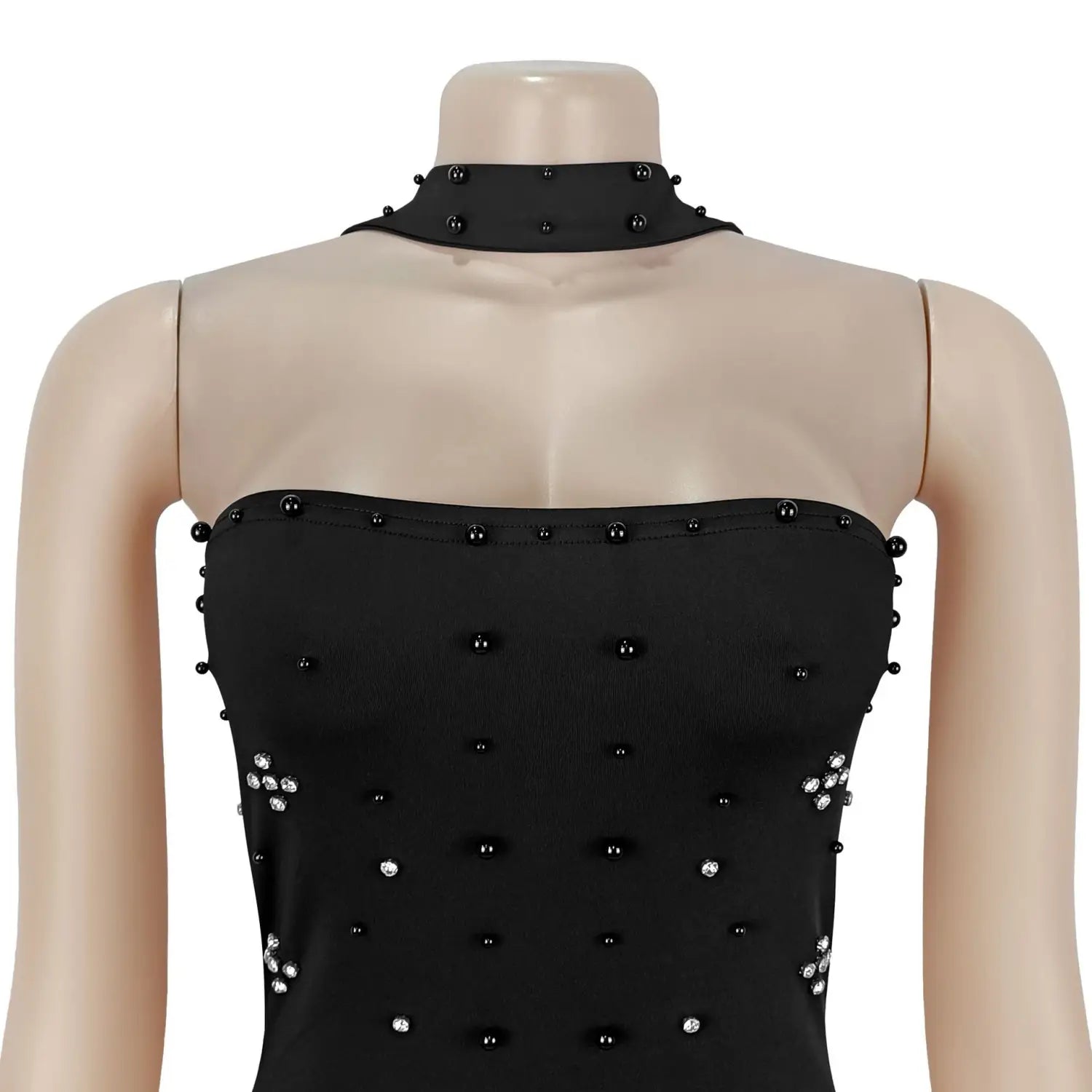 Elegant embellished bodycon strapless dress for women