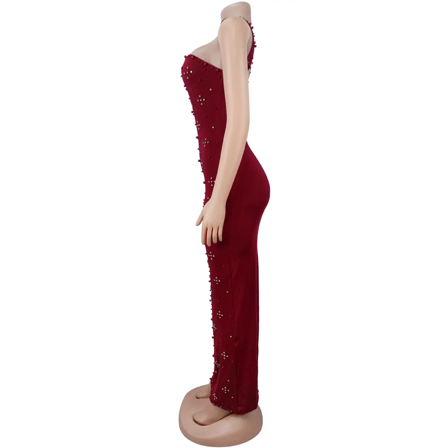 Elegant embellished bodycon strapless dress for women