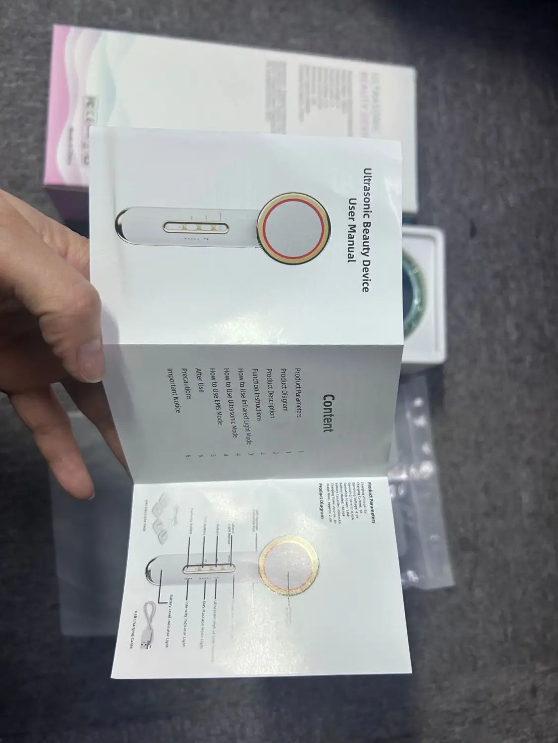 Ems body sculpting device with 5 modes rechargeable far infrared & ultrasonic fat burning slimming beauty instrument