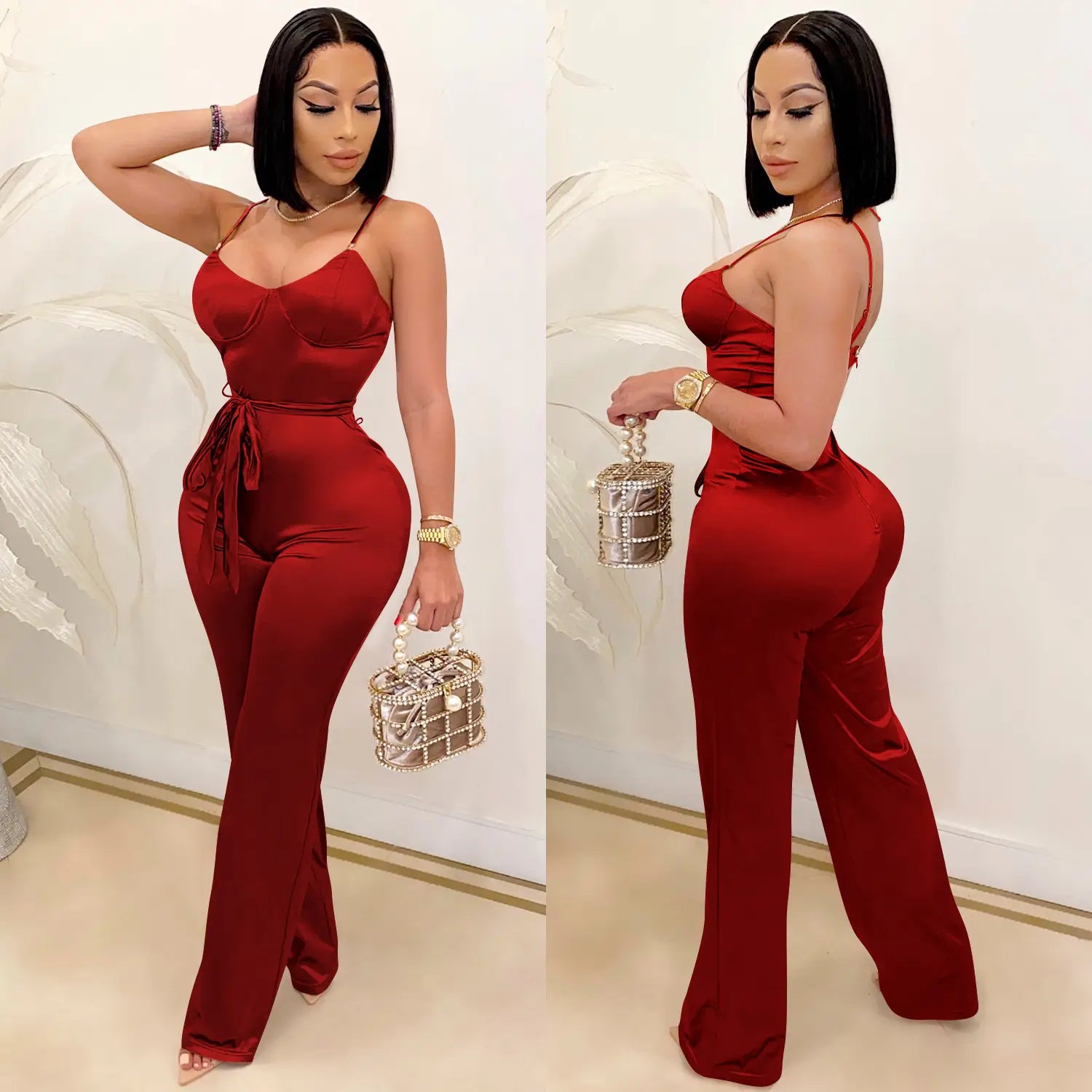 Fashionsexy jumpsuit straight leg pants casual elegant commute
