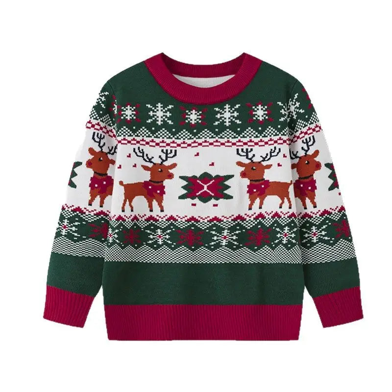 Cartoon deer sweater baby base pullover knitted sweater