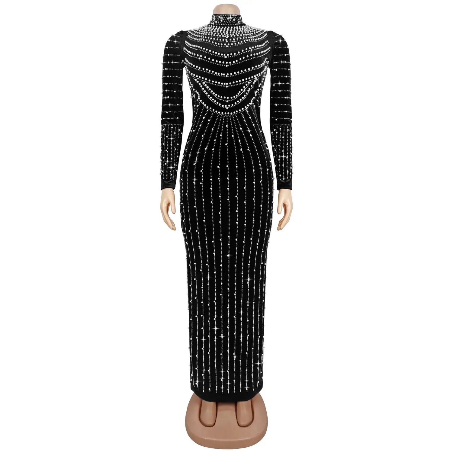 Elegant velvet embellished long sleeve dress for women fashion style casual occasion