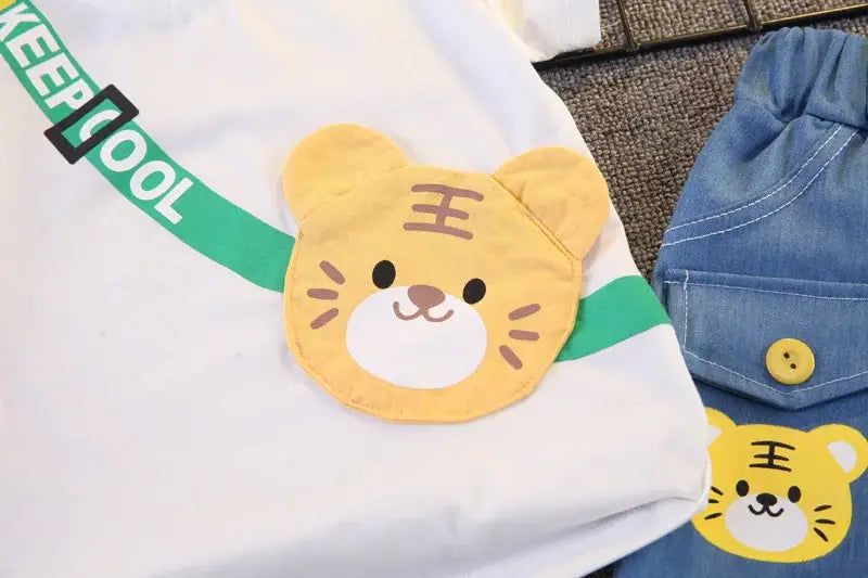 Children’s clothing children’s short sleeved shorts set stylish baby summer clothing children’s shoulder bag t-shirt