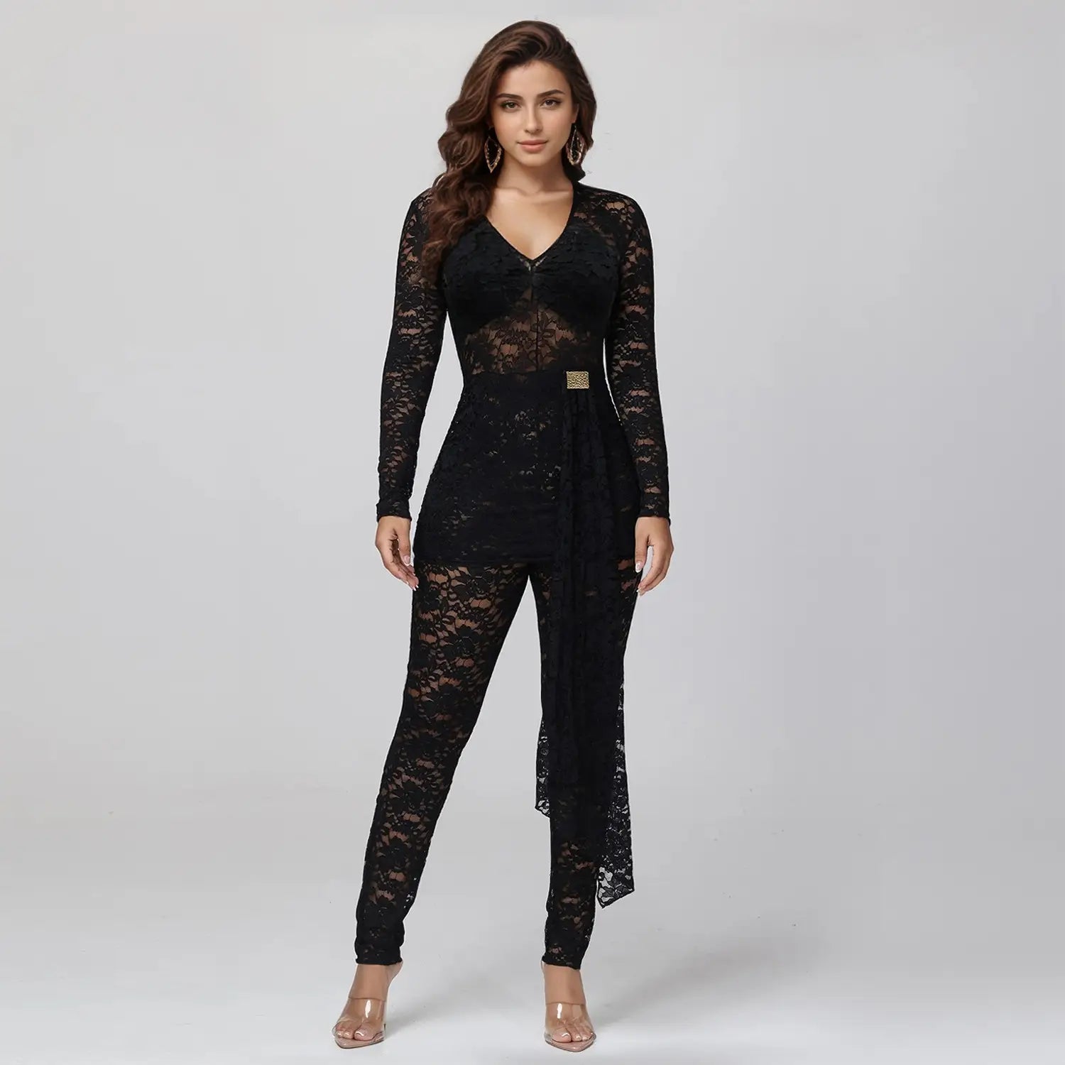 Fashion women’s sexy sheer lace jumpsuit underwear set