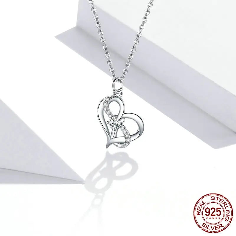 Silver s925 necklace women’s heart-shaped pendant jewelry