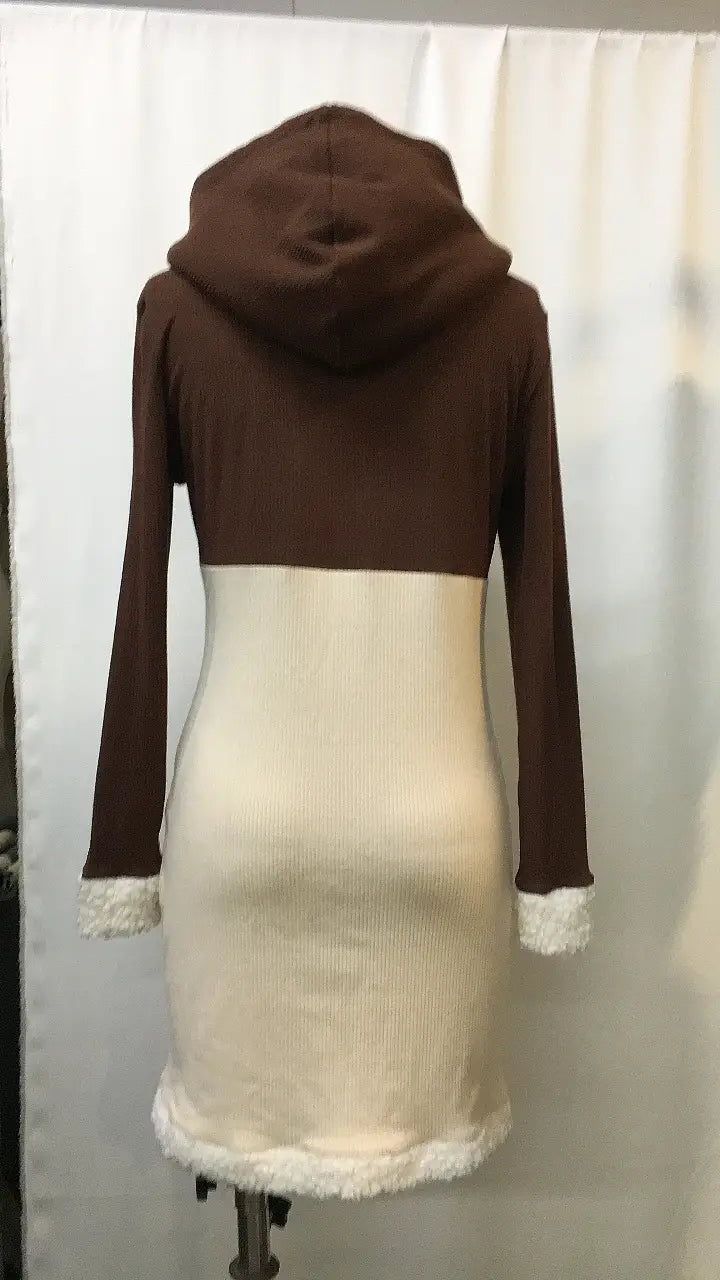 Vintage Ethnic Style Zip-Up Hooded Fitted Dress for Women