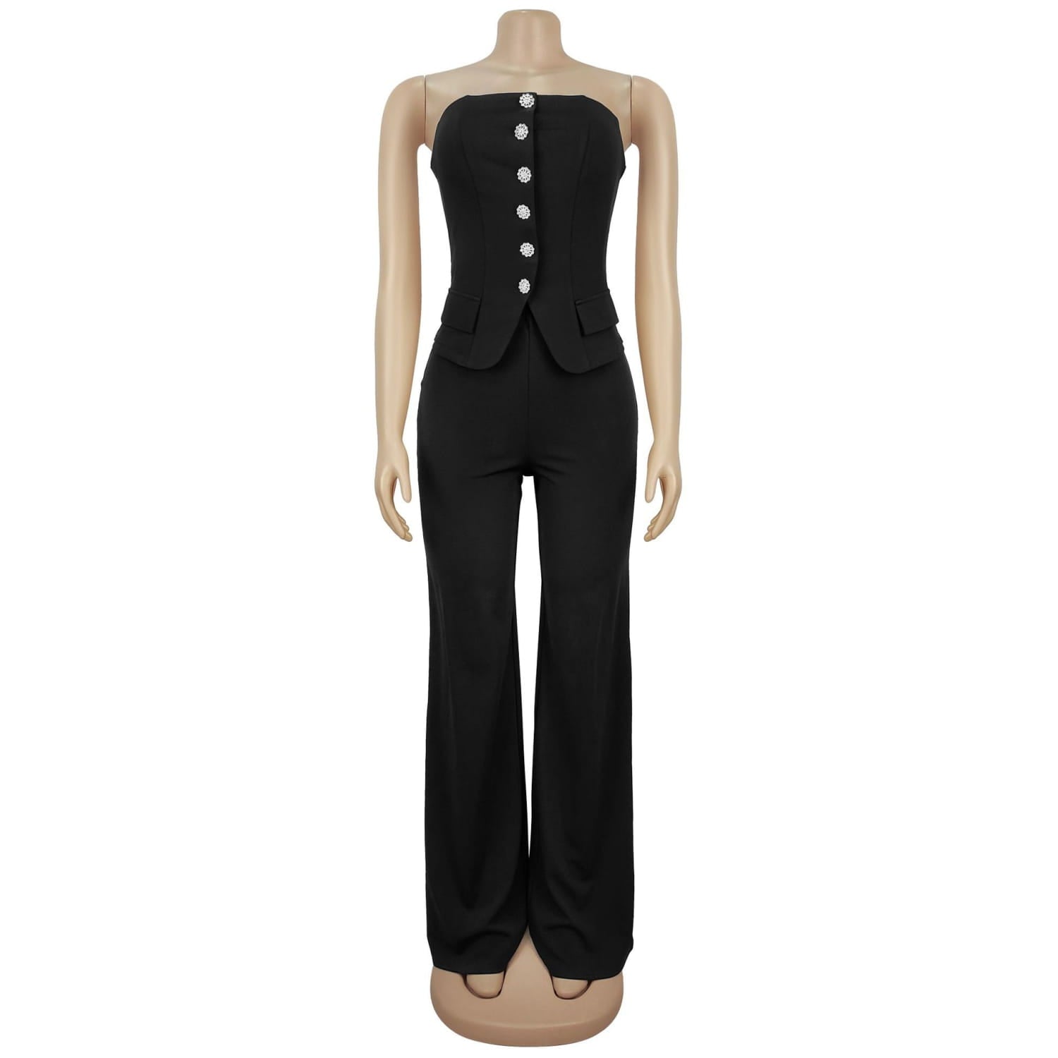 Fashion women’s sexy strapless backless casual wide-leg jumpsuit