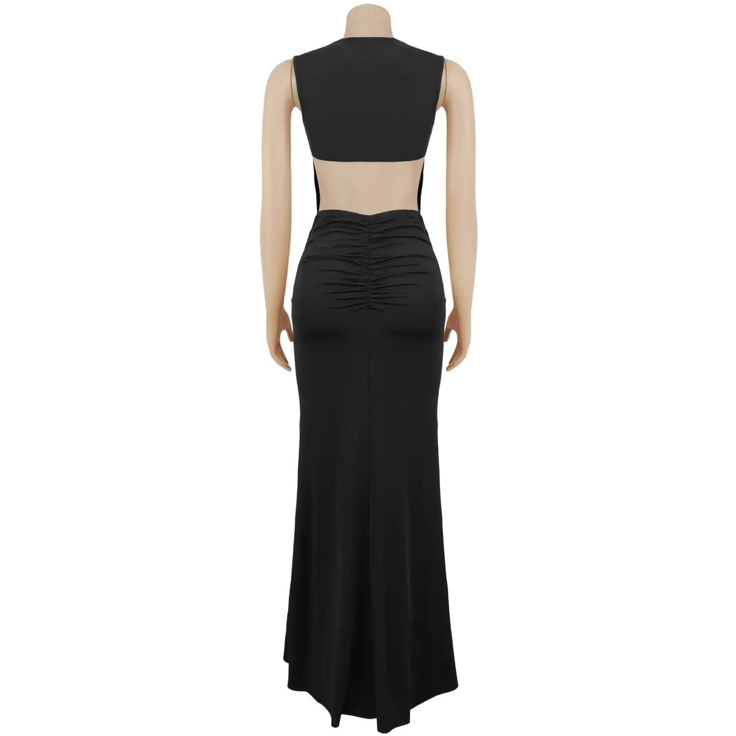 Fashion women’s elegant solid color slim backless dress