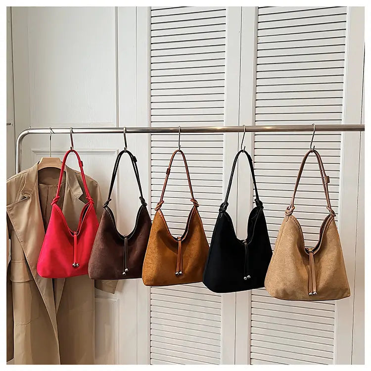 Matte retro women’s large capacity shoulder bag casual everyday tote with premium texture