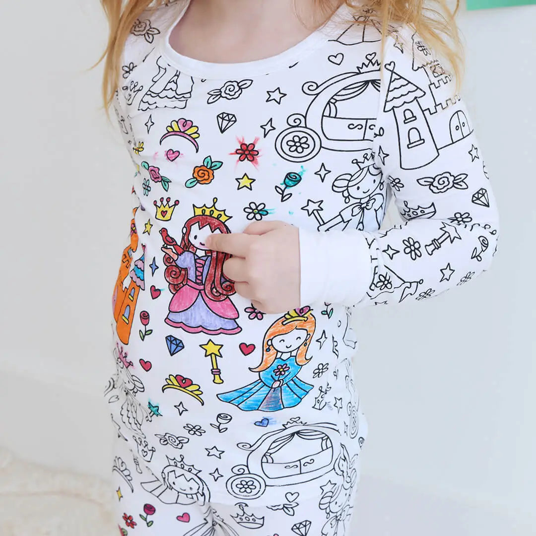 Children’s graffiti pajamas diy hand-painted colorable set for home decor coloring pajama sets